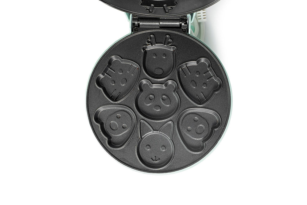 Primalite Animal Waffle Maker Machine- 700 Watts | Make 7 Fun & Cool Panda, Cat, Dog, Tiger & Reindeer Shaped Waffles Or Pancakes For Kids- Matte Black