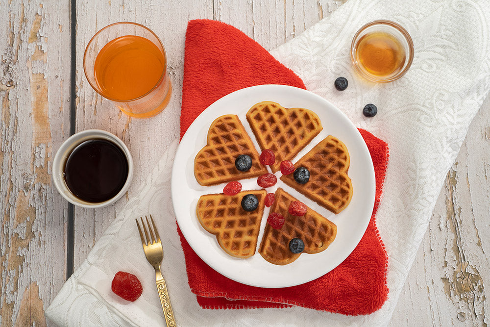 Primalite Multi Mini-HEART Waffle Maker Machine- 700 Watts | 5 Heart Waffles at once- Forst White