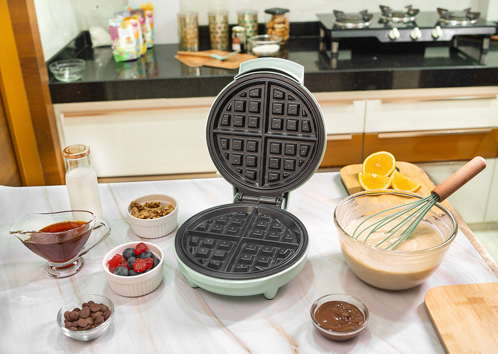 Primalite Classic 8” Belgian Waffle Maker Machine- 700 Watts- Frost White