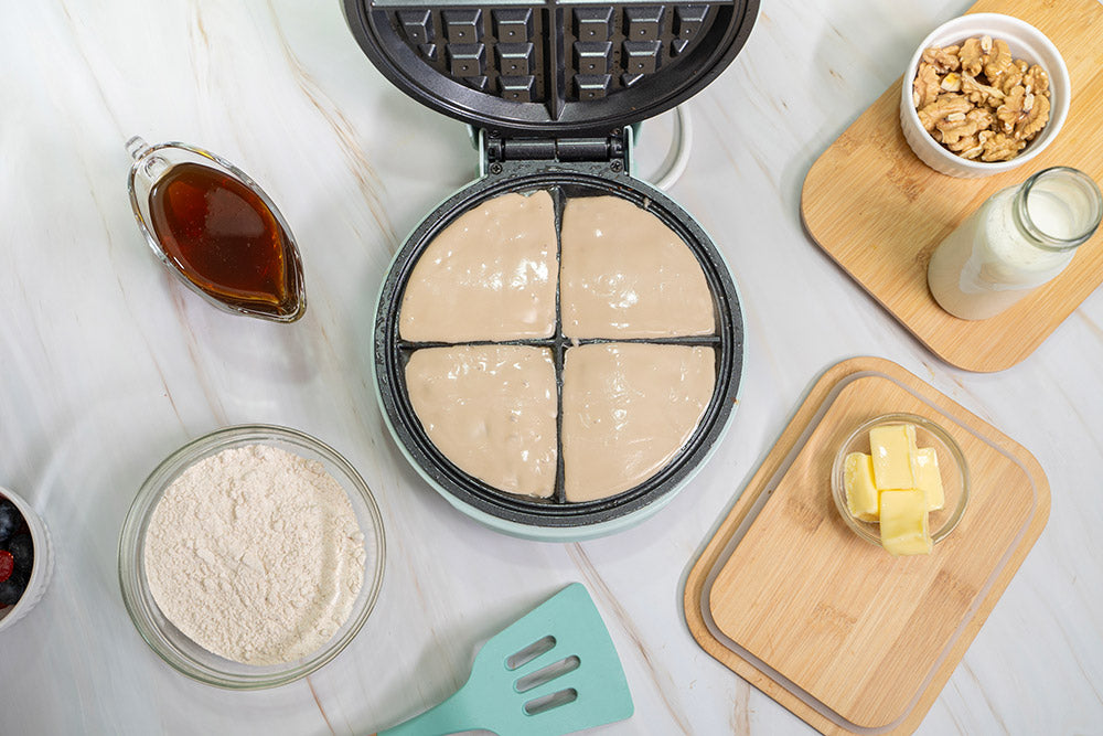 Primalite Classic 8” Belgian Waffle Maker Machine- 700 Watts- Frost White