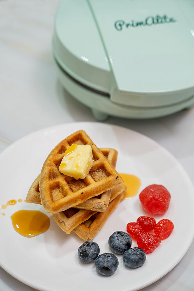 Primalite Classic 8” Belgian Waffle Maker Machine- 700 Watts- Frost White