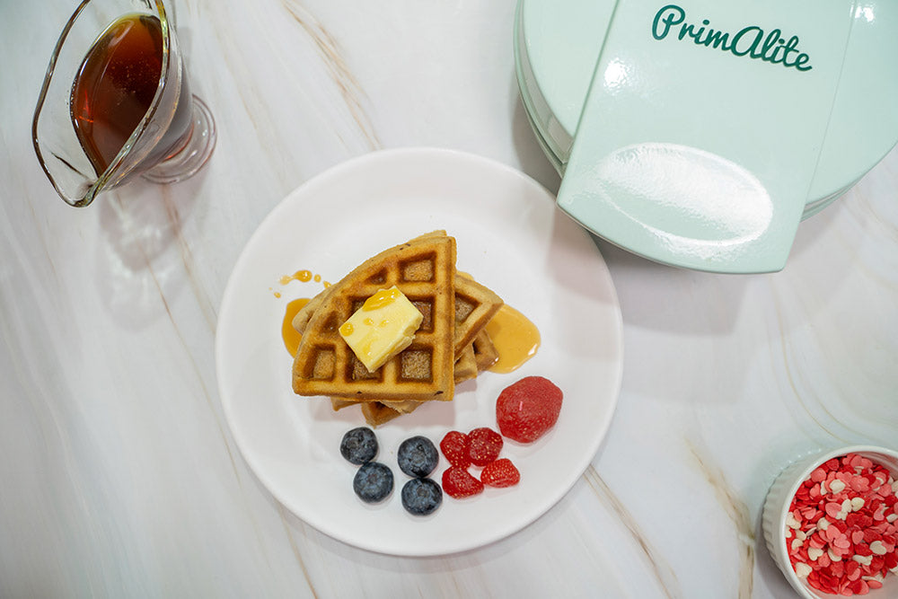 Primalite Classic 8” Belgian Waffle Maker Machine- 700 Watts- Frost White
