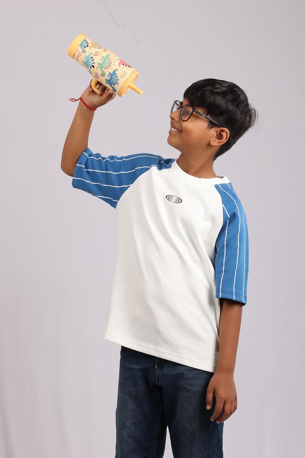 Primalite 450ML KIDS Stainless Steel Insulated Tumbler with Handle & Silicone Straw Lid- Dino Land