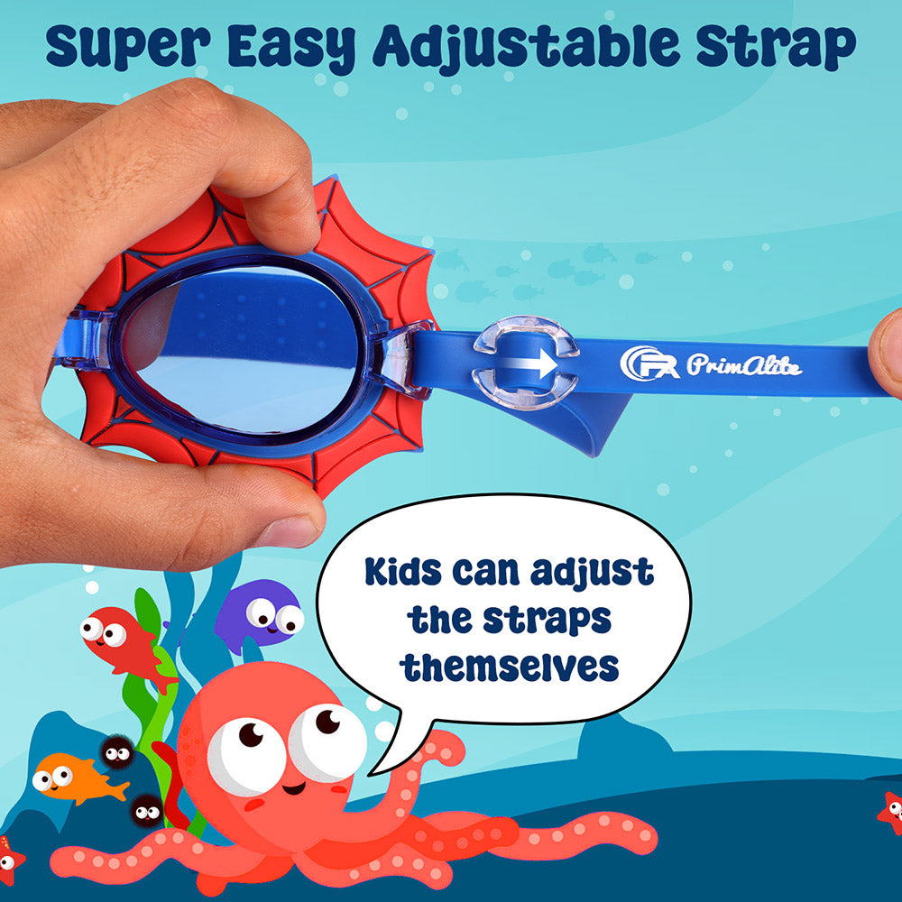 Primalite Swimming Goggles for Kids- Aged 3-12 Years Old, Fun Cartoon Design with Nose Clip & Ear Plug- Panda