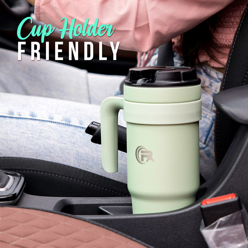 Primalite 1200ML Stainless Steel Insulated Tumbler with Handle | 2-in-1 Straw & Flip Lid 40oz- Morning Sky Blue
