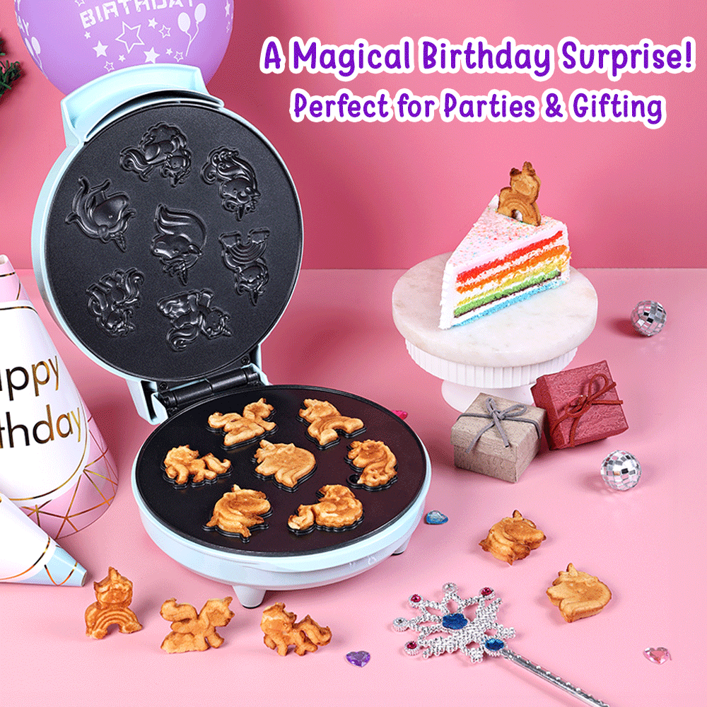 Primalite Unicorn Rainbow Waffle Maker Machine for Kids- 700 Watts - Make 7-Mini Fun & Magical 3D Unicorn Shaped Waffles or Pancakes