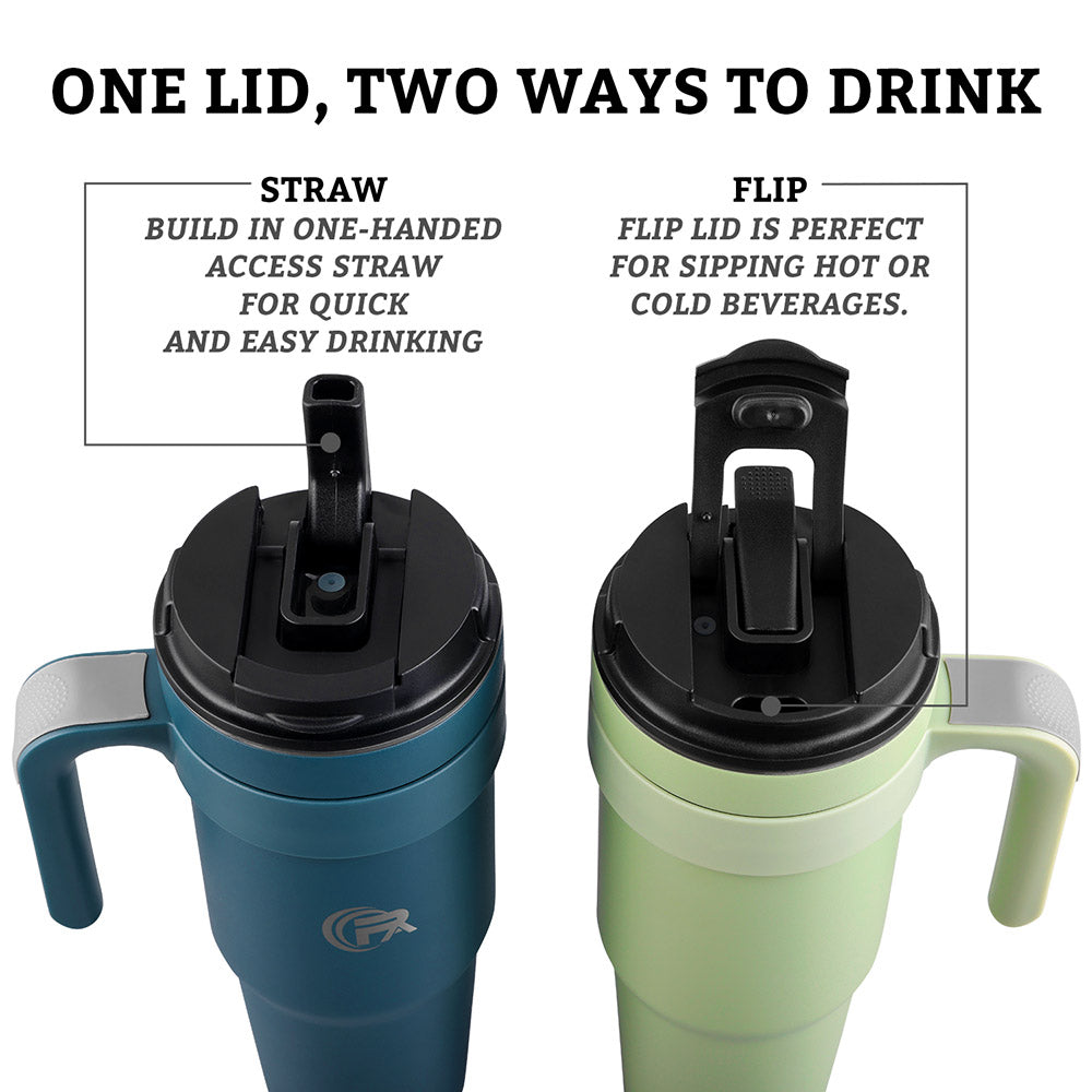 Primalite 1200ML Stainless Steel Insulated Tumbler with Handle | 2-in-1 Straw & Flip Lid 40oz- Morning Sky Blue