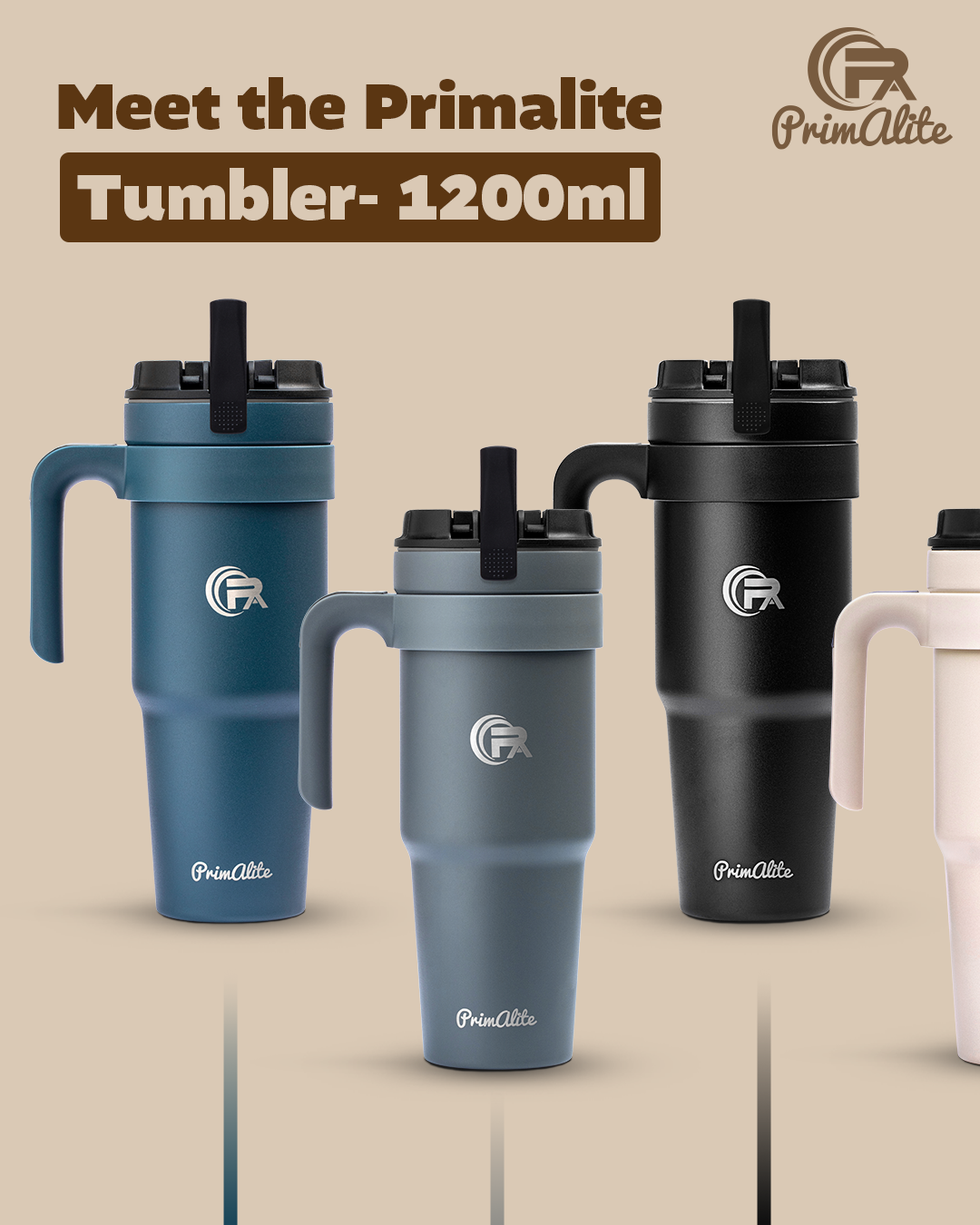 Replacement Lid- Primalite 1200ML Insulated Tumbler | 2-in-1 Straw & Flip Lid (Without Straw)