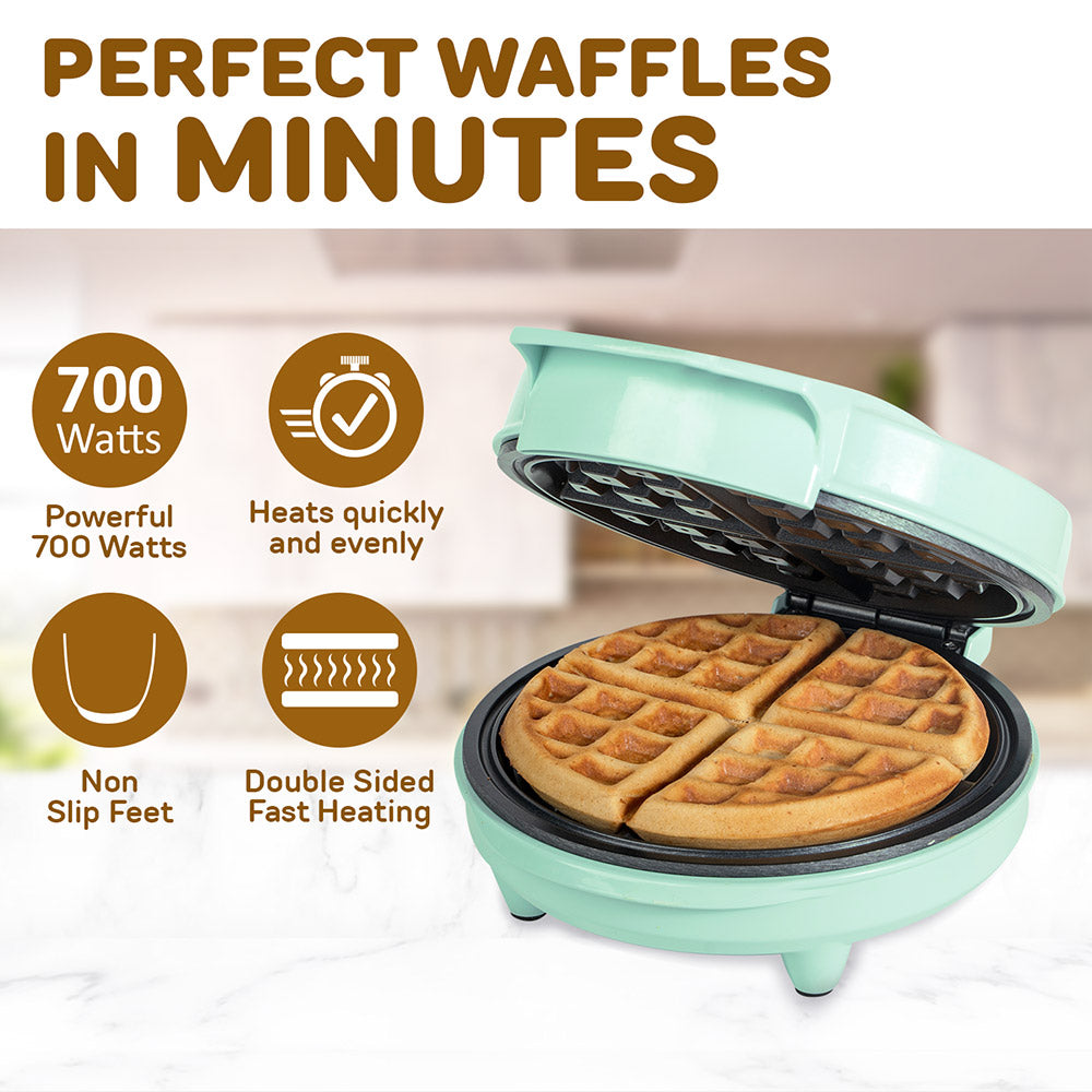 Primalite Classic 8” Belgian Waffle Maker Machine- 700 Watts- Frost White
