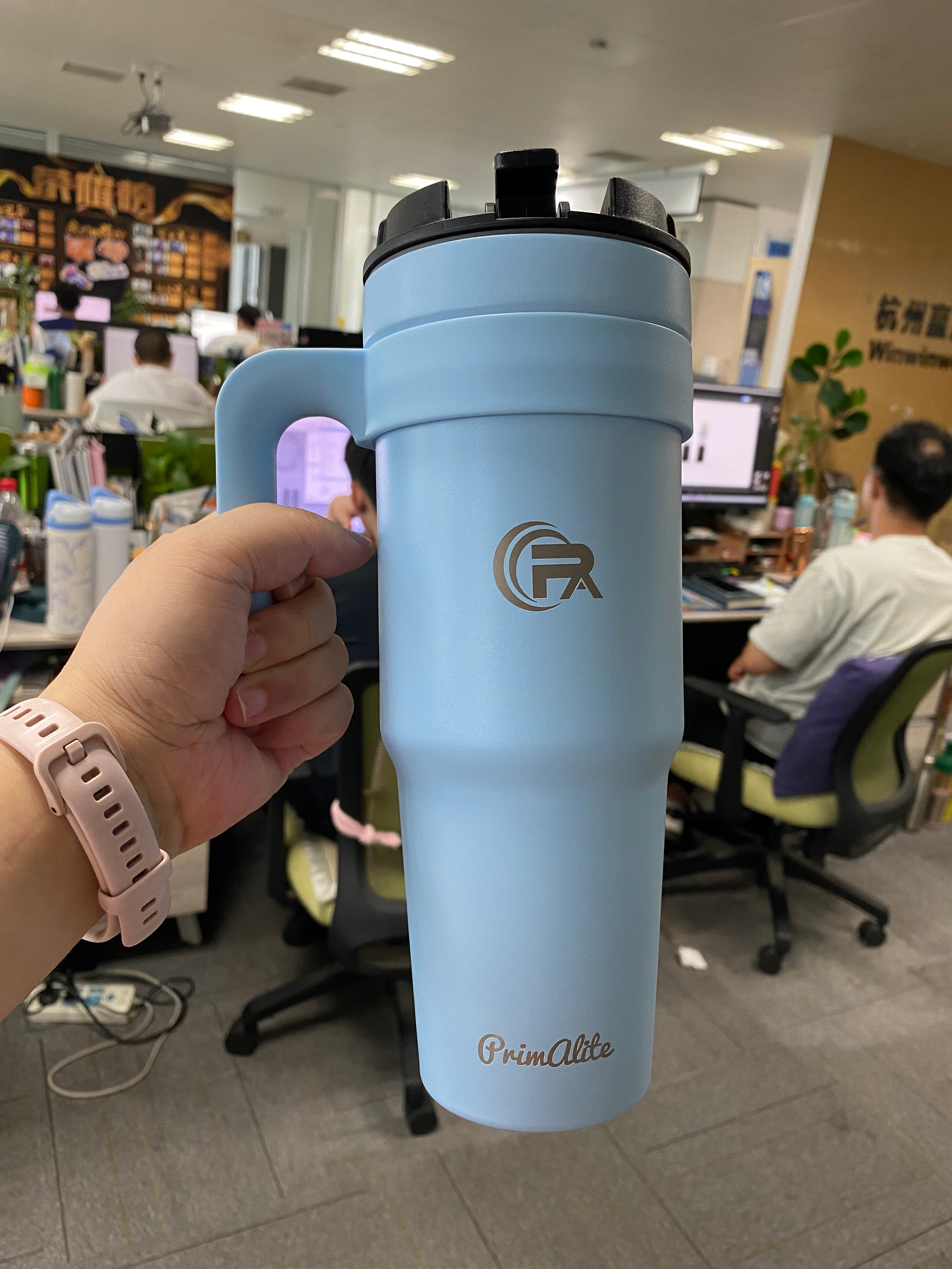 Primalite 1200ML Stainless Steel Insulated Tumbler with Handle | 2-in-1 Straw & Flip Lid 40oz- Morning Sky Blue