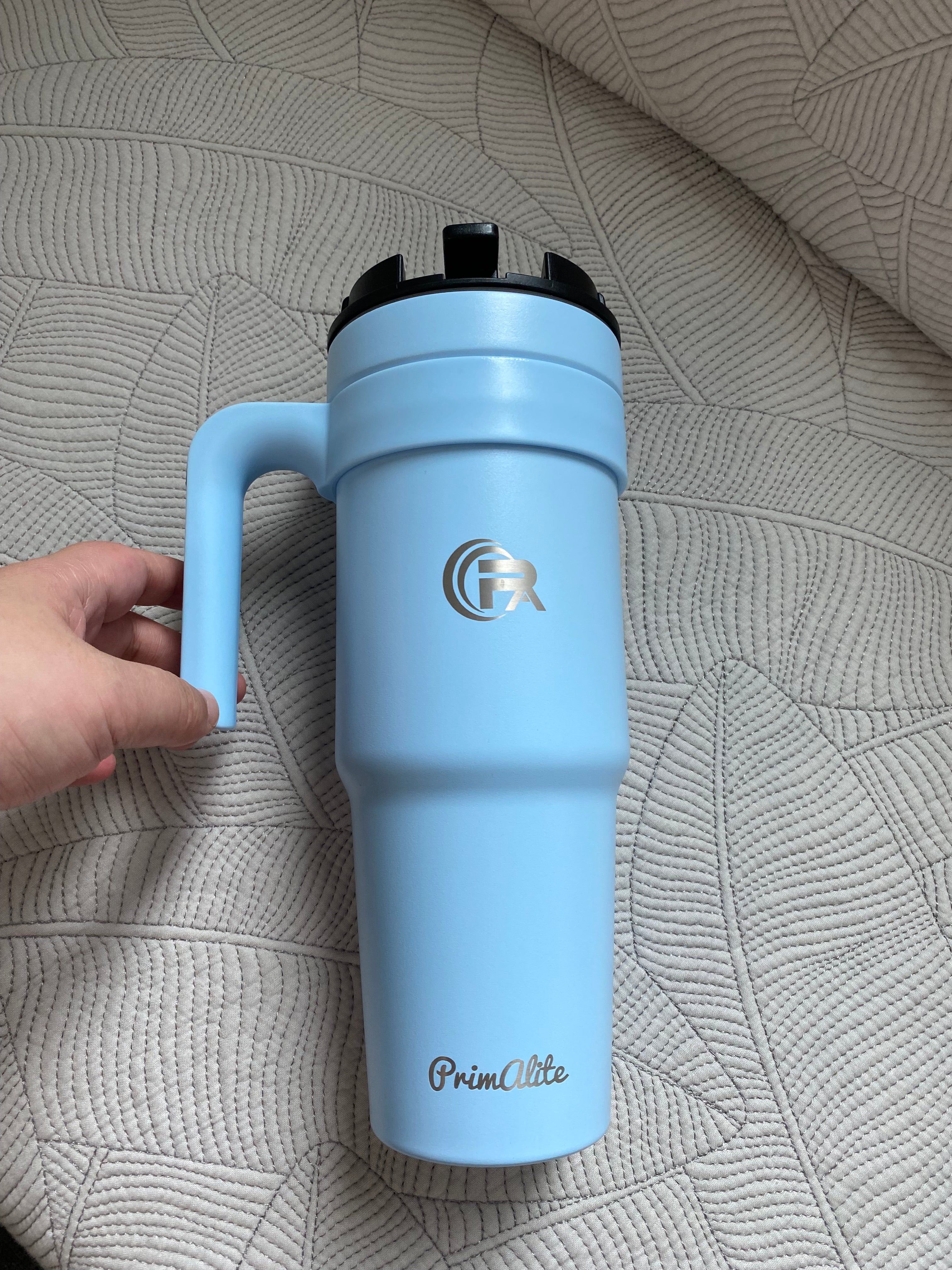 Primalite 1200ML Stainless Steel Insulated Tumbler with Handle | 2-in-1 Straw & Flip Lid 40oz- Morning Sky Blue